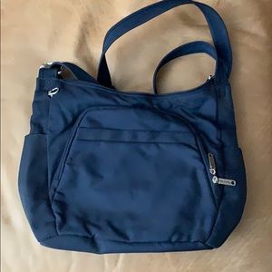 Travelon Navy Anti-Theft Crossbody Bucket Bag